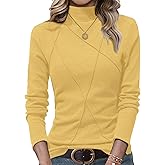 AUSELILY Womens Mock Turtleneck Long Sleeve Shirts Tunic Tops Women Basic Plain Thermal T-Shirts 2026 Fall Winter Spring