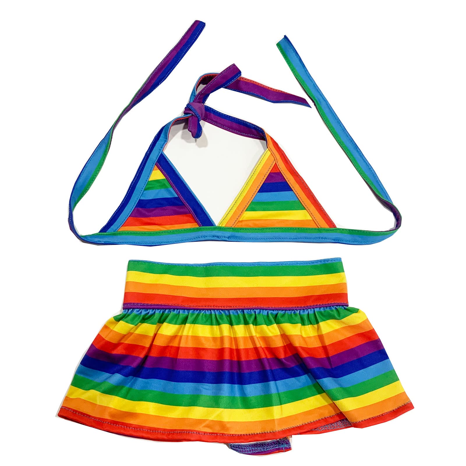 Dog Bikini Set Puppy Bathing Dress Soft Beach Swimsuit Pet Clothes Girl Dog Dresses Outfit Cat Costume for Cats Small Dogs (L:Rainbow)