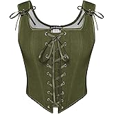 SCARLET DARKNESS Women's Renaissance Corset Tops Vintage Lace Up Overbust Bustier Bodice