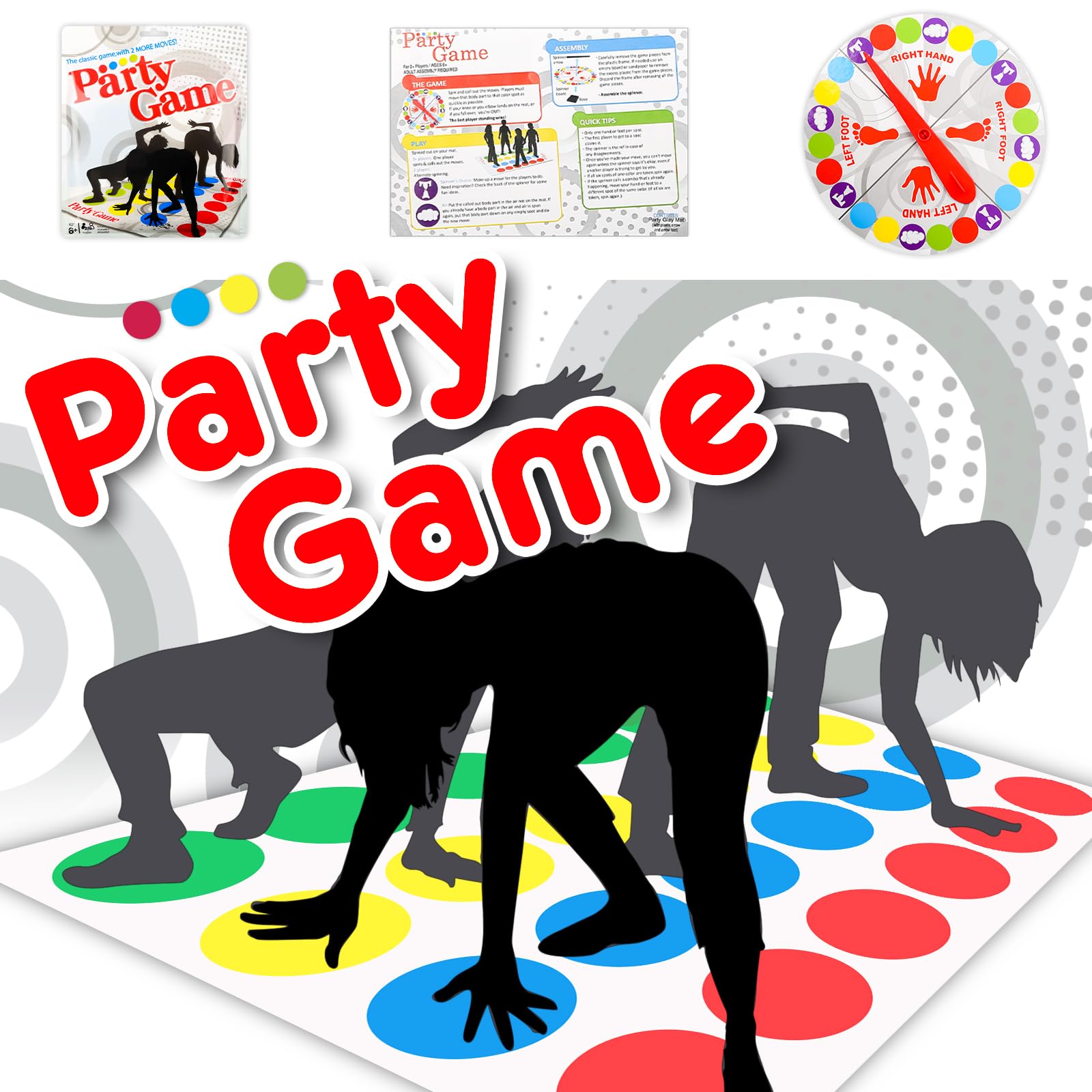 Twisting Game for Kids Family Funny Balance Spinner Floor Mat Lawn Game Classic Floor Play Mat Board Garden Games for Children and Adults, Team Puzzle Party Toy Game Indoor Outdoor Party Gathering