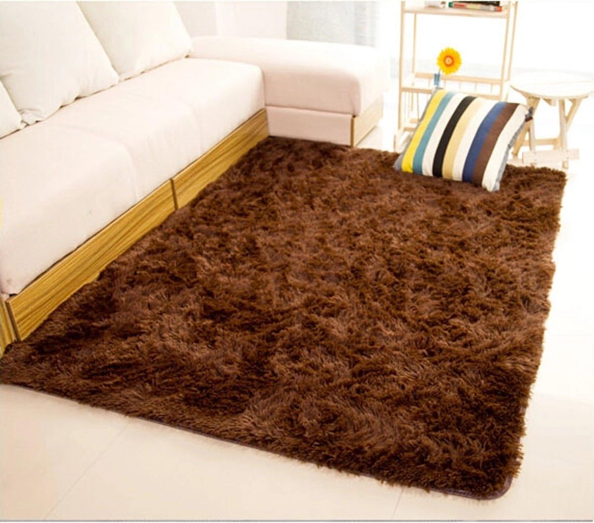 DASARA (brown)Fluffy Rugs Anti-Skid Shaggy Area Rug Dining Room Home Bedroom Carpet Floor Mat