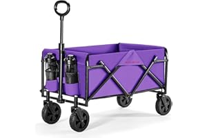 Rollefun Wagon Cart with Wheels Foldable - Collapsible Utility Wagon Heavy Duty, Folding Grocery Wagon, All Terrain Wagon Outdoor Camping Garden