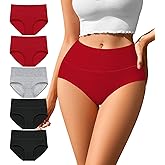 ASIMOON Womens Cotton Underwear High Waisted Postpartum Panties Soft Breathable Full Coverage Ladies Briefs Multipack
