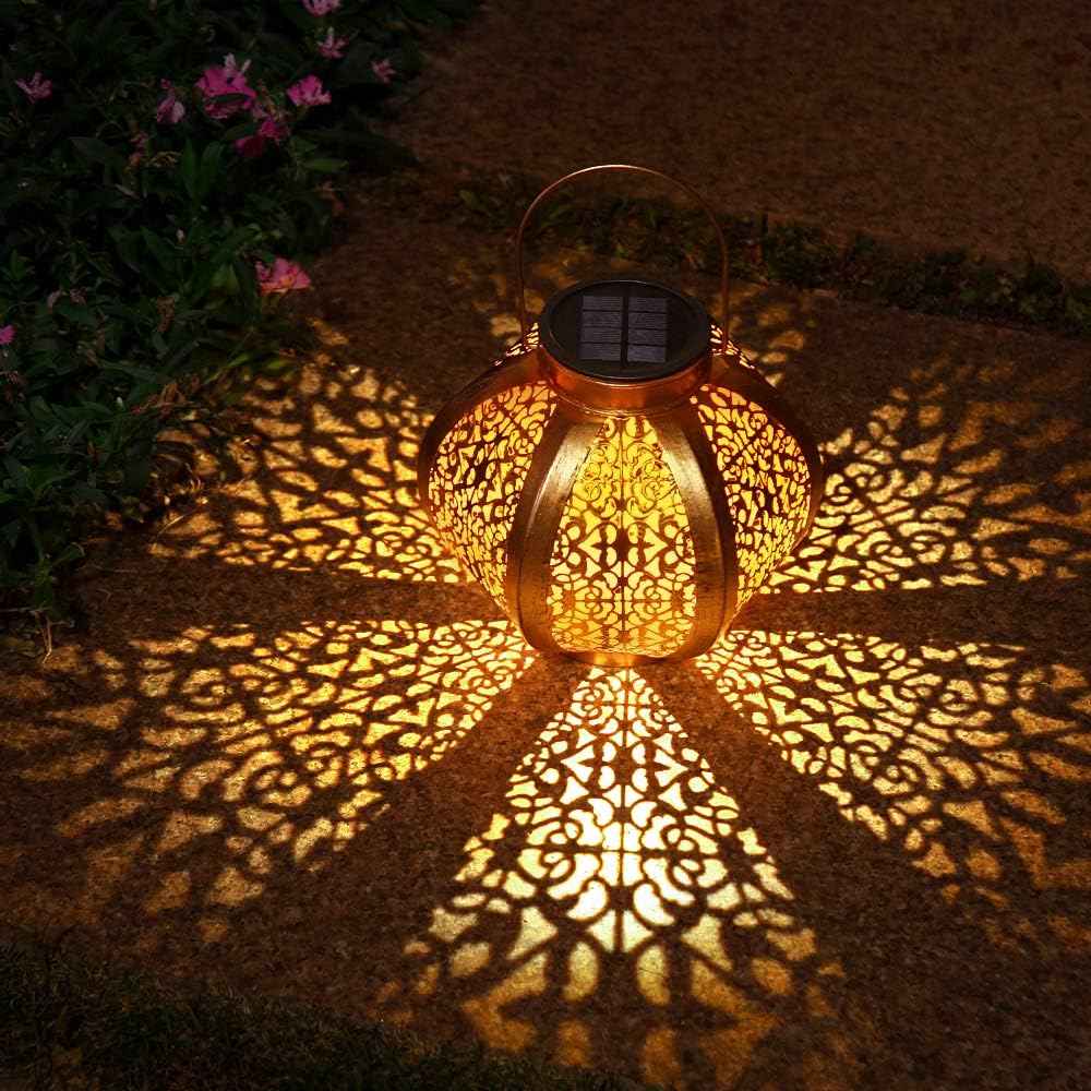 Ulmisfee Solar Big Lantern Outdoor Solar Hanging Lanterns Solar Garden