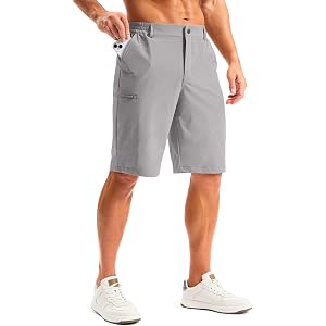 G Gradual Men's Golf Shorts 11" Long with 4 Pockets Lightweight Knee Length Elastic Waist Quick Dry Casual Dress Work Shorts