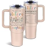 DUUV Sister Birthday Gifts, Sisters Gifts from Sister Tumbler 40 Oz, Christmas Thanksgiving Birthday Gift for Soul Sisters BFF Bestie Friends, 40 Oz Tumbler with Handle Lid and Straw, 1PCS