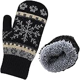 Eohak Winter Warm Mittens for Women - Knit Gloves Soft Wool Thick Fleece Lining Mittens