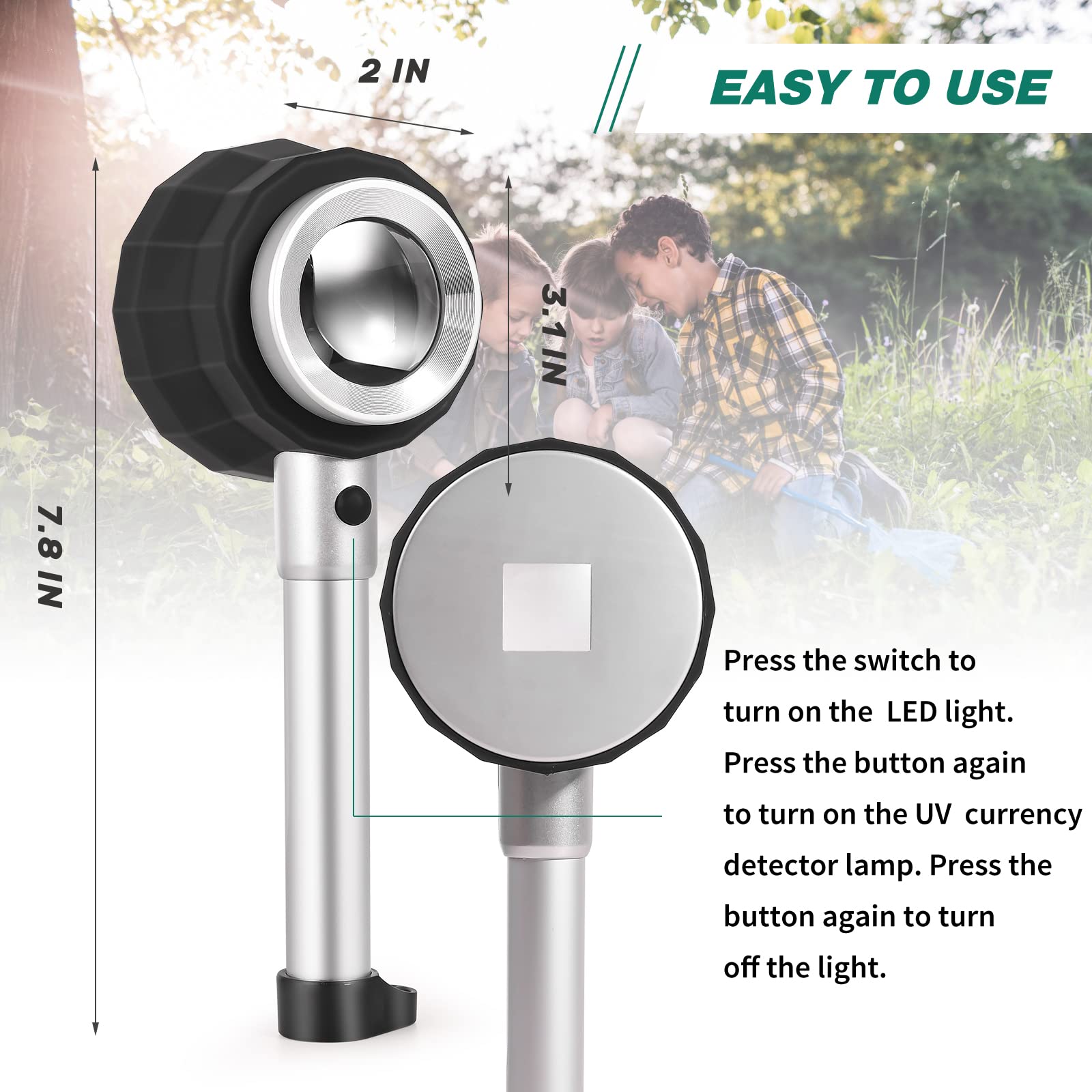 Amoper 30X Handheld Magnifier with 6 Light, Jeweler Loupes Lighted Magnifying Glass-USB Rechargeable for Seniors Reading Coins Crafts Jewelry Hobbies