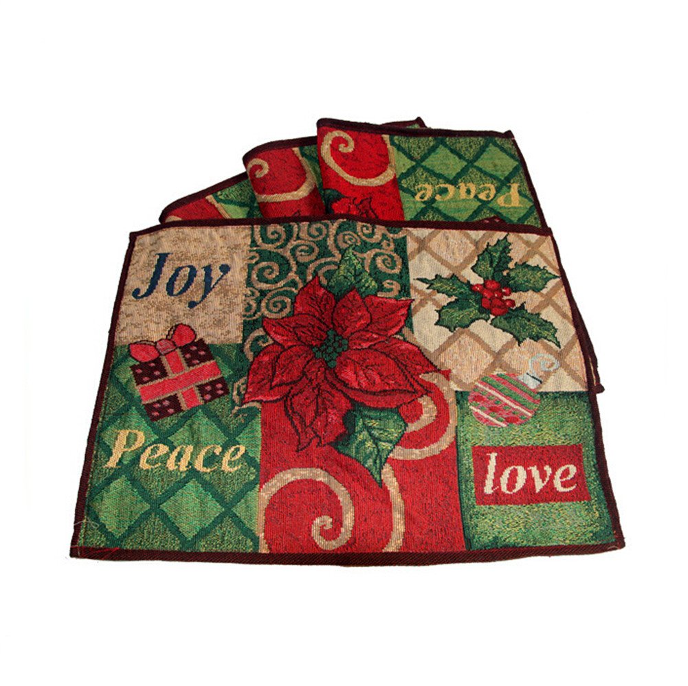 Judy Dre am Red Christmas Flowers 6pcs Rectangle Placemats Kitchen Table Mats Set of 6