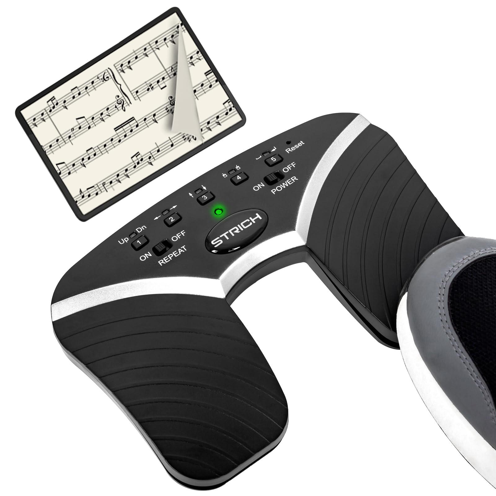 STRICH SPT-20 Page Turner Pedal for iPad, Rechargeable Wireless Footswitch Turning Pedal for Piano, Tablets, Smartphones, Music Page Turner Pedal with USB-type C Charge, 5 Modes, Black