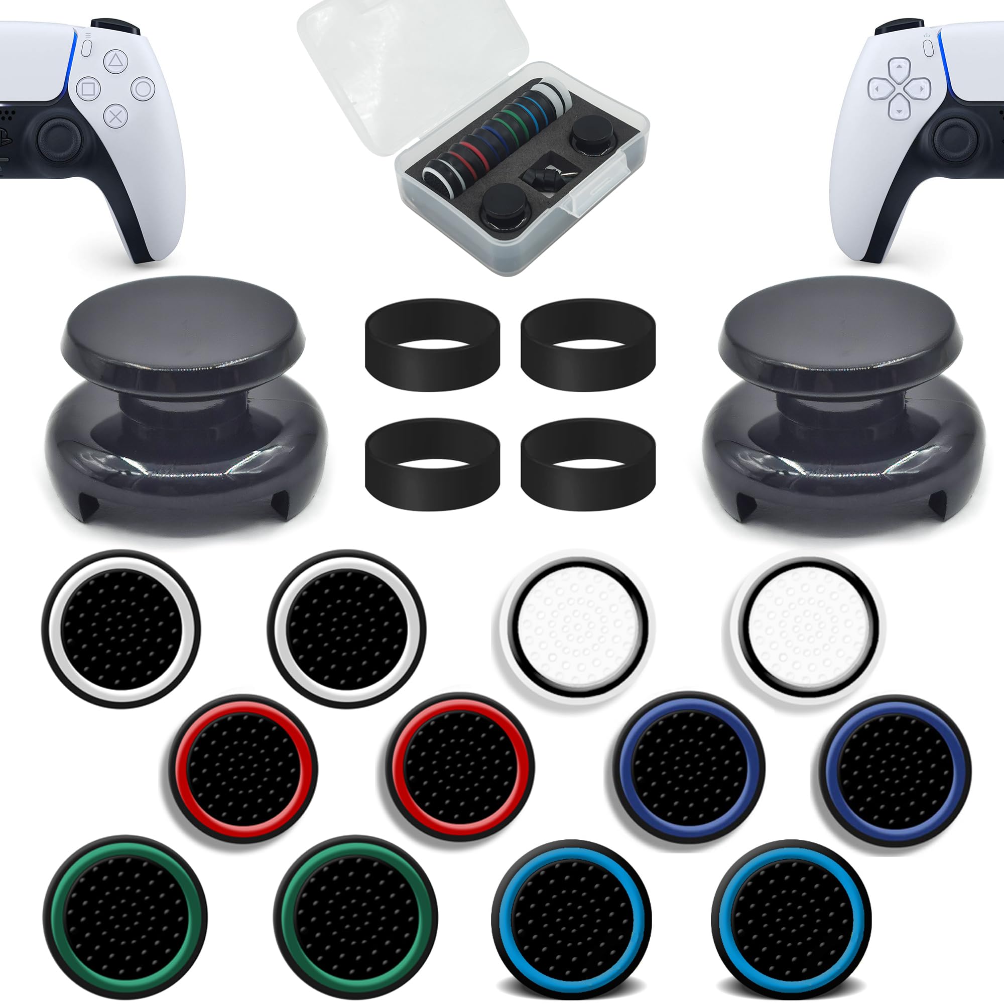 ZHI-NYLLDJS Controller Thumb Caps for PS5/4 & Xbox, Joystick Stick Rings for Switch Pro Controller - Precision Rings & Thumb Grips Set (30pcs)
