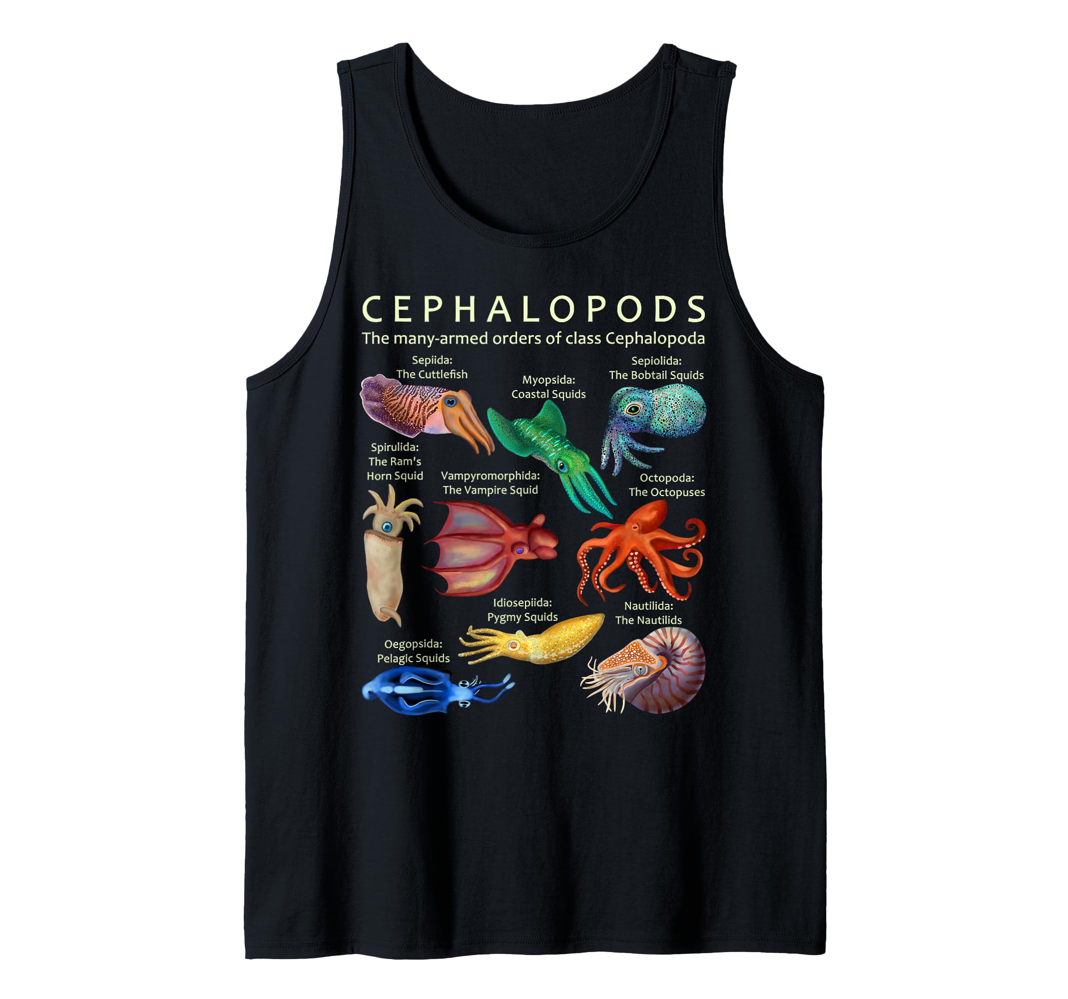The Cephalopod Octopus Squid Cuttlefish and Nautilus Tank Top