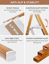 Miscoos 3 Step Ladder, Lightweight Portable Folding
