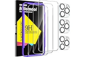 Milomdoi 3 Pack Screen Protector for Apple iPhone 14 Pro Max with 3 Pack Tempered Glass Camera Lens Protector, Ultra 9H Accessories, Case Friendly, Mounting Frame, 2.5D Curved, Transparent