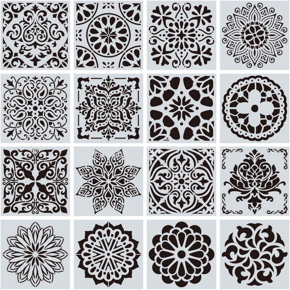 Wedong 16 Pcs (6 x 6 Inch) Reusable Stencils, Mandala Stencils Mandala Dot Painting Templates Stencil for DIY Painting Art Scrapbook : Kitchen & Dining