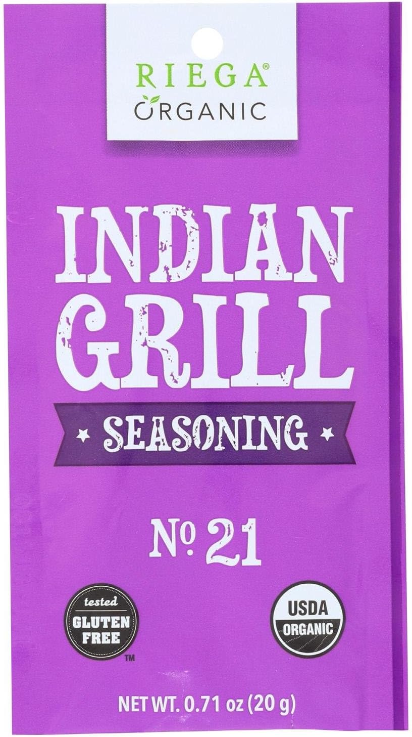 Riega Foods, Seasoning, Organic, Indian Grill, Gf, Pack of 8, Size - .71 OZ, Quantity - 1 Case