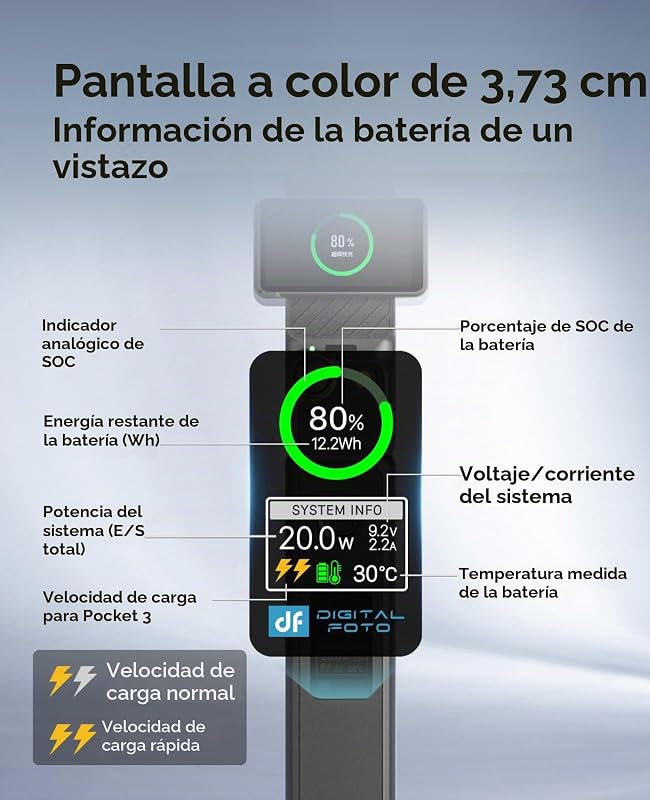 Osmo Pocket 4P/4/3 Mango de Batería de CargaRápida de 20W,5000mAh,Negro