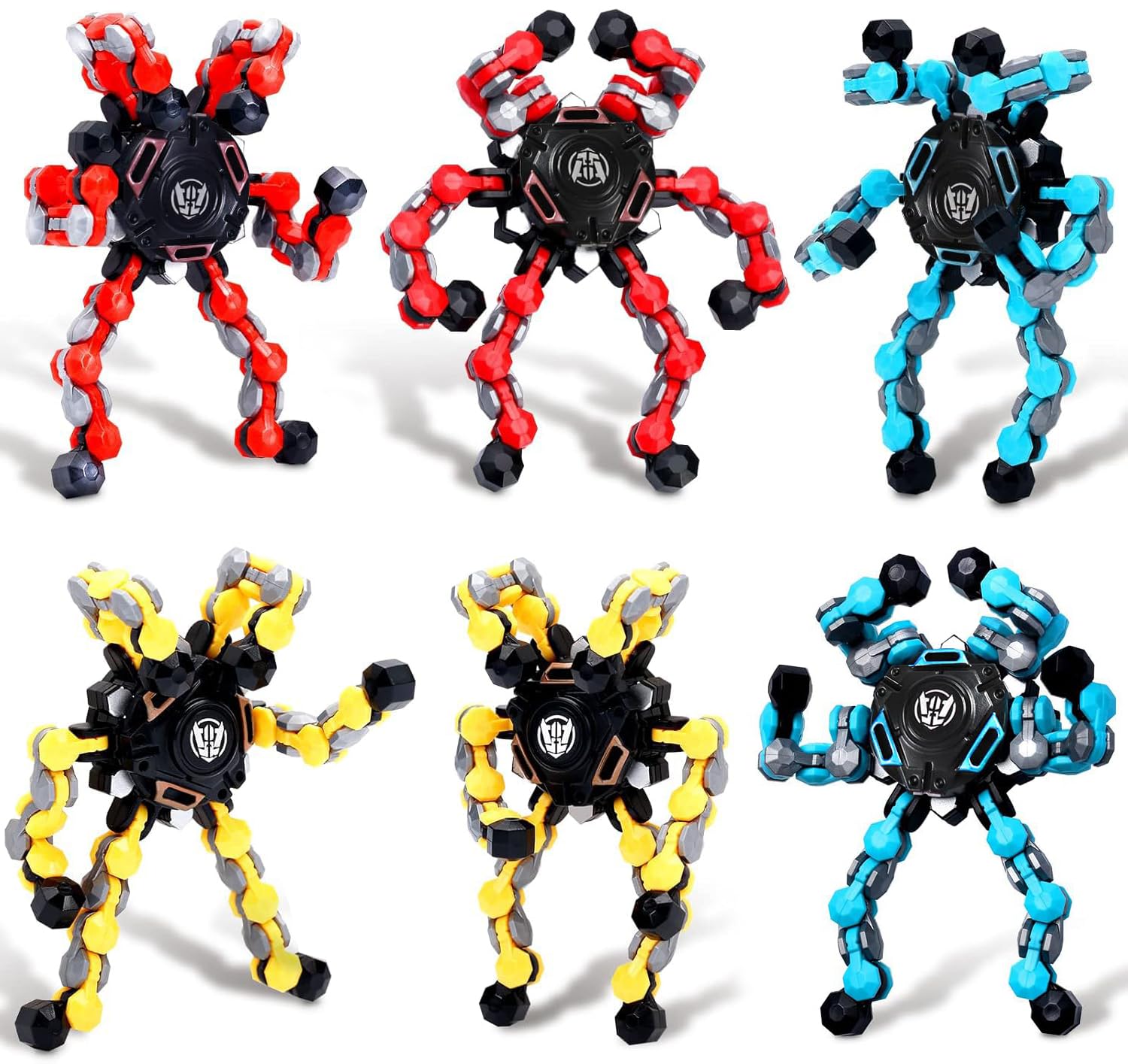 6pcs Transformable Fidget Spinner Toy, Funny DIY Spinner Creative Fingertip Mechanical Gyro for Kids Adults,Sensory Fidget Toys