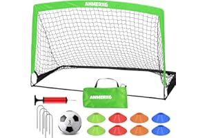 ANMERXG 6x4FT Kids Soccer Goal for Backyard Set Portable Soccer Goal with Ball Pump and Cones Soccer Net Set of 2 Training Equipment Outdoor Sports Gift