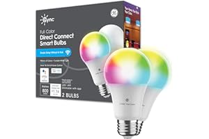 GE CYNC A19 Smart LED Light Bulbs, Color Changing Room Décor, Bluetooth and WiFi Light Bulbs, 60W Equivalent, Work with Amazon Alexa and Google Home (2 Pack)