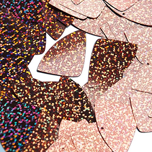 Sequin Fishscale Fin 1.5 inch Copper Glitter Hologram Multi Metallic. Couture Paillettes. Made in USA. Loose sequins for embroidery, bridal, crafts, and embellishment.