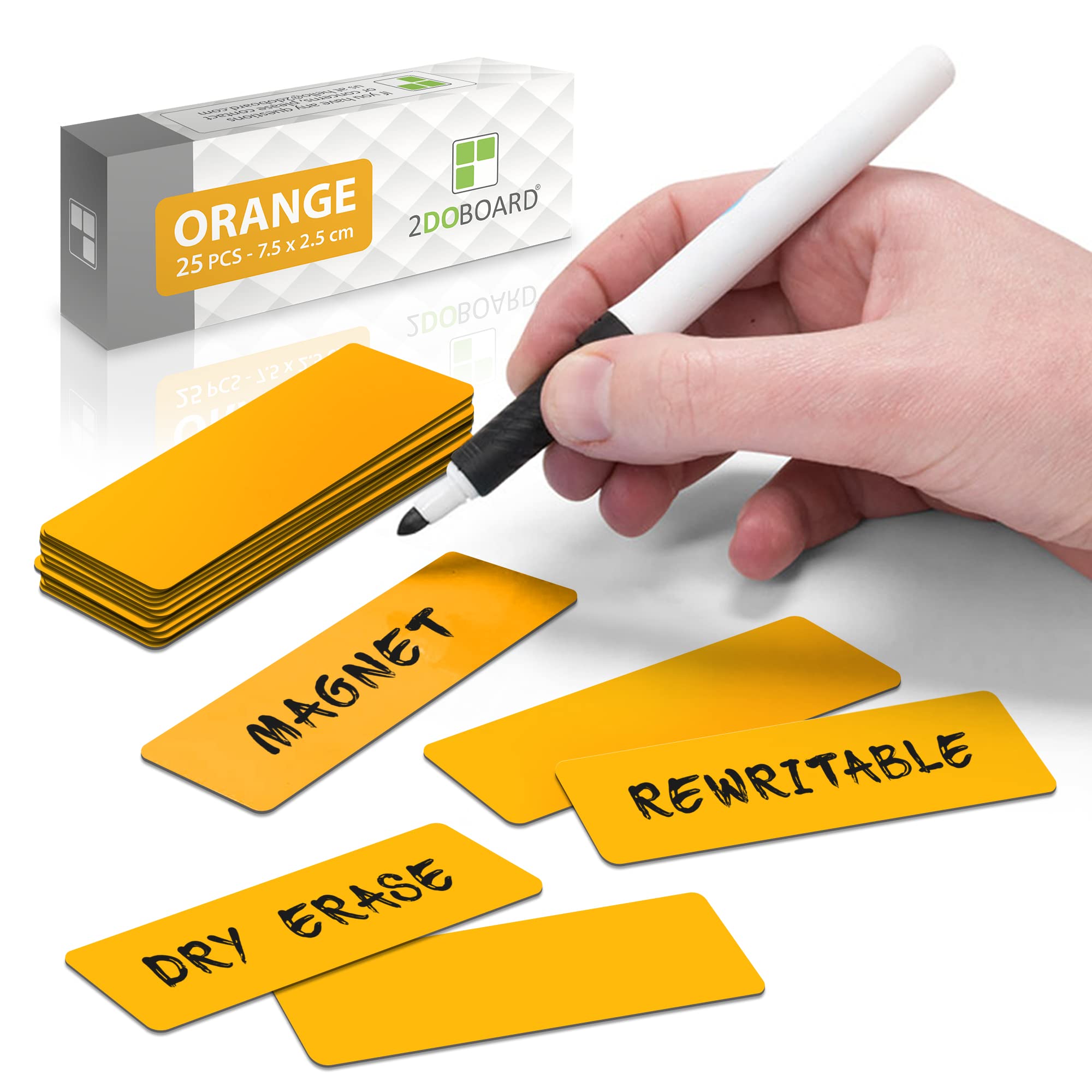 25 Magnetic notes or Magnetic Sticky Notes 3 x 1 Inch - Orange - Dry Erase