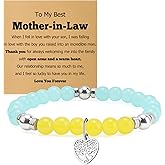 Mom in Law Beads Bracelet from Daughters Mother of the Groom Gifts from Daughters Beaded Bracelets for Women Thank You Gifts for Mother in Law Christmas Birthday Present for Bonus Mom Stretch Jewelry