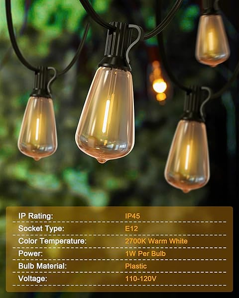 DOUKEDGE PATIO LIGHTS OUTDOOR WATERPROOF, 75FT (25FT 3PACK) OUTDOOR STRING LIGHTS WITH 39 ST38 EDISON BULBS(3 SQARE), PLUG IN HANGING LIGHT FOR PORCH, BLACONY, BACKYARD, BISTRO, GARDEN, 2700K
