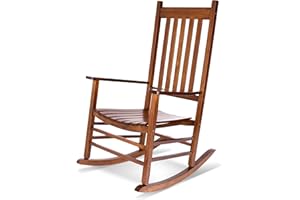Shine Company Vermont Porch Rocker, High Back Wood Rocking Chair, Oak