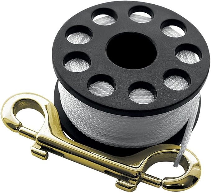 SCUBAPRO Mini Reel Small con mosquetón Doble de Acero Inoxidable (Aprox. 15 Metros).