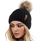FURTALK Womens Winter Knitted Beanie Hat with Faux Fur Pom Warm Knit Skull Cap Beanie for Women