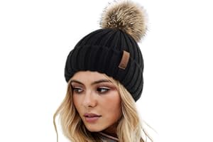 FURTALK Womens Winter Knitted Beanie Hat with Faux Fur Pom Warm Knit Skull Cap Beanie for Women