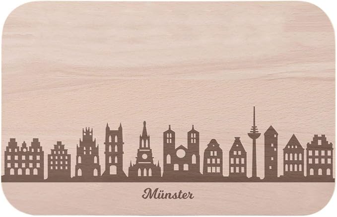 Frühstücksbrettchen Mit Skyline Dresden Gravur – Aus Buchenholz, 22,5x12,5 Cm, Handarbeit Aus Deutschland