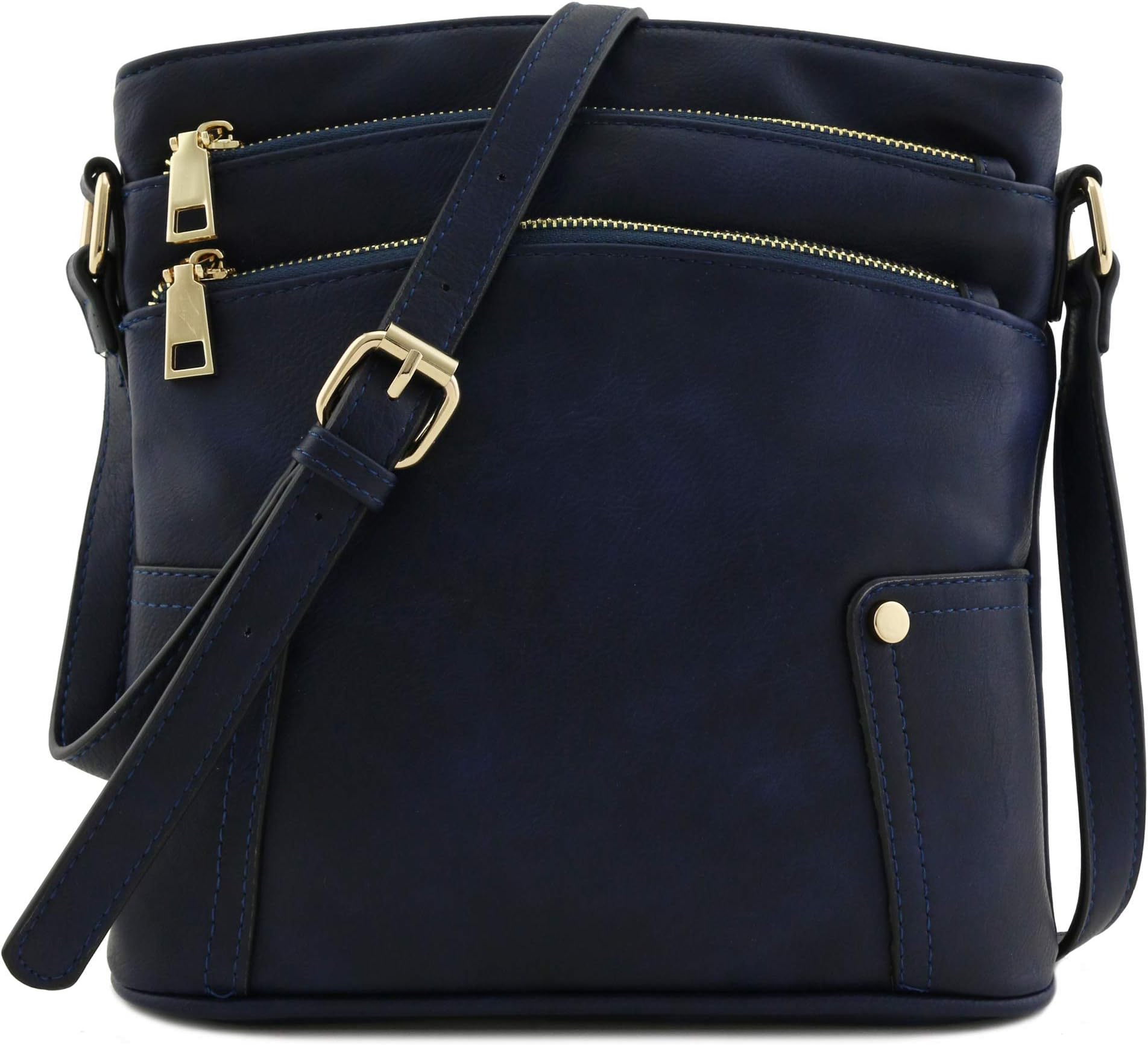 Triple Zip Pocket Medium Crossbody Bag