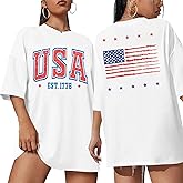 USA Shirt Women Oversize American Flag Shirts Patriotic T-Shirt America 250th Birthday Short Sleeve Tops