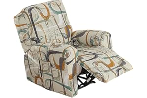 KRFOONN Stretch Recliner Slipcovers Printed Sofa Cover 4-Piece Fallon Collection Slipcover Lazy Boy Chair Covers Furniture Protector Recliner Chair Cover with Storage Pocket for Living Room, A2