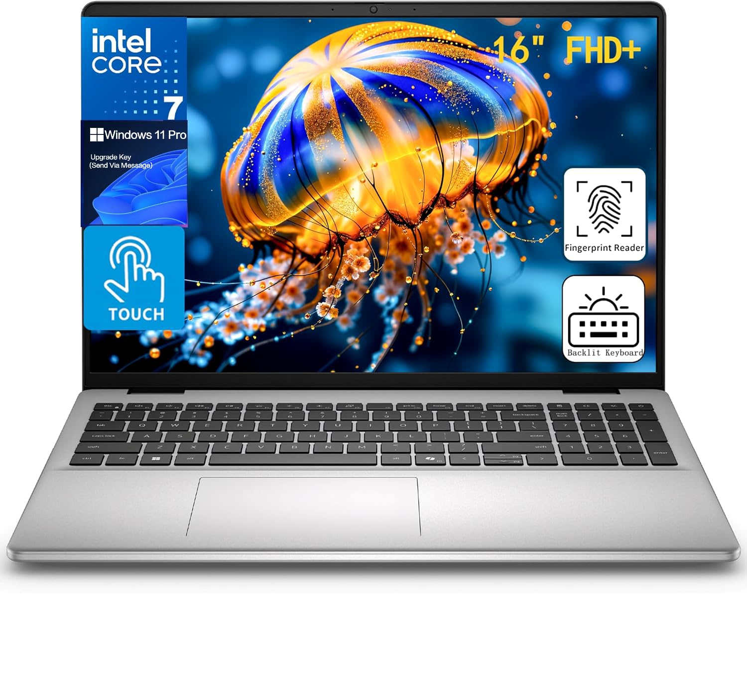 Dell 16 Inch Business Touchscreen Laptop Computer, Core 7 150U(Up to 5.4 GHz), 16" FHD+, 32 GB DDR5 5200 MT/s, 1 TB SSD, Backlit KB, Fingerprint Reader, Copilot AI, WiFi 6E, FHD Webcam, Windows 11 Pro