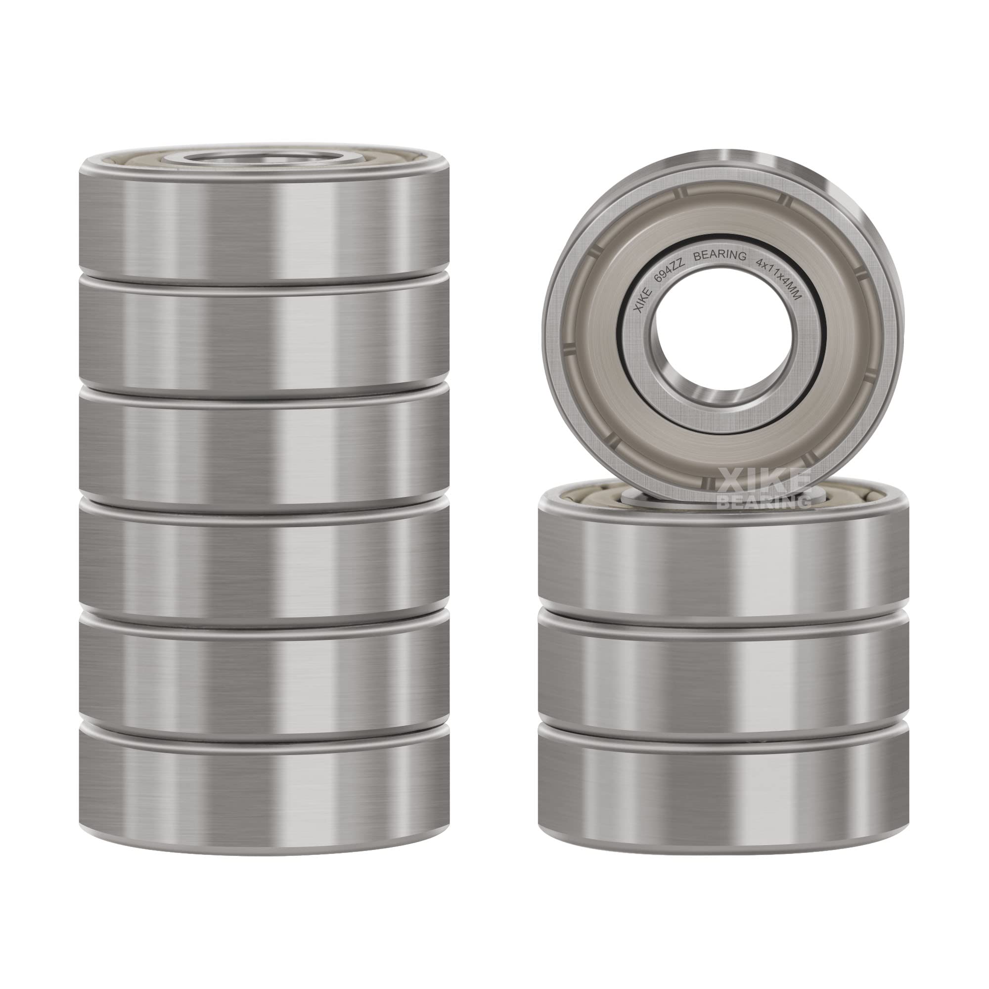 XIKE 10 pcs 694ZZ Ball Bearings 4x11x4mm Chrome Steel and Double Metal Seal, 69-2Z Miniature Deep Groove Ball Bearing.