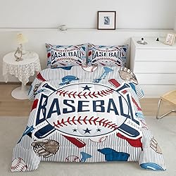 Manfei Baseball Comforter Set Queen Size, Vintage