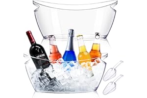 WHHKLQS Ice Buckets for Parties: 2 PCS Acrylic Mimosa Bar Supplies with 2 Ice Scoop - 5.5 Liter Extra Large Clear Champagne Beverage Tub Cooler Bucket for Beer Sparkling Wine Cocktail
