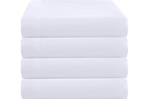 ZPECC Twin Flat Sheet Only 4 Pack, Durable White Top Bed Sheets Hypoallergenic Soft Brushed Microfiber Color-Coded, 66"x96"
