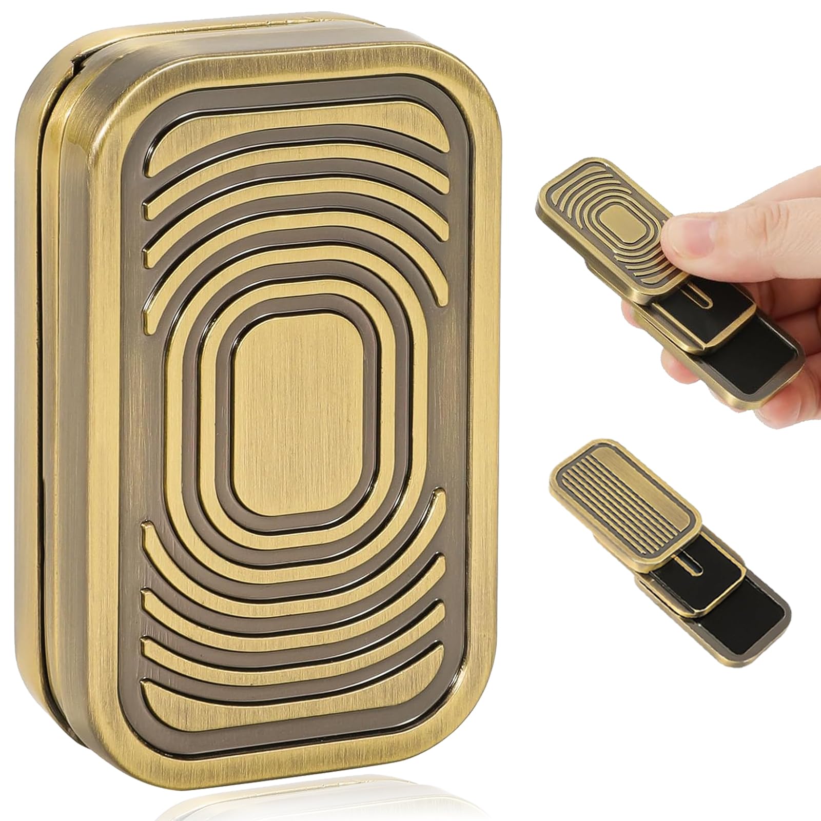 Bufccy Fidget Slider 3 Layer EDC Gadgets Toy, Metal Magnetic Haptic Fidget Toys for Adults Anxiety/Stress Relief, Gift for Boyfriend, Husband and Father (Golden)