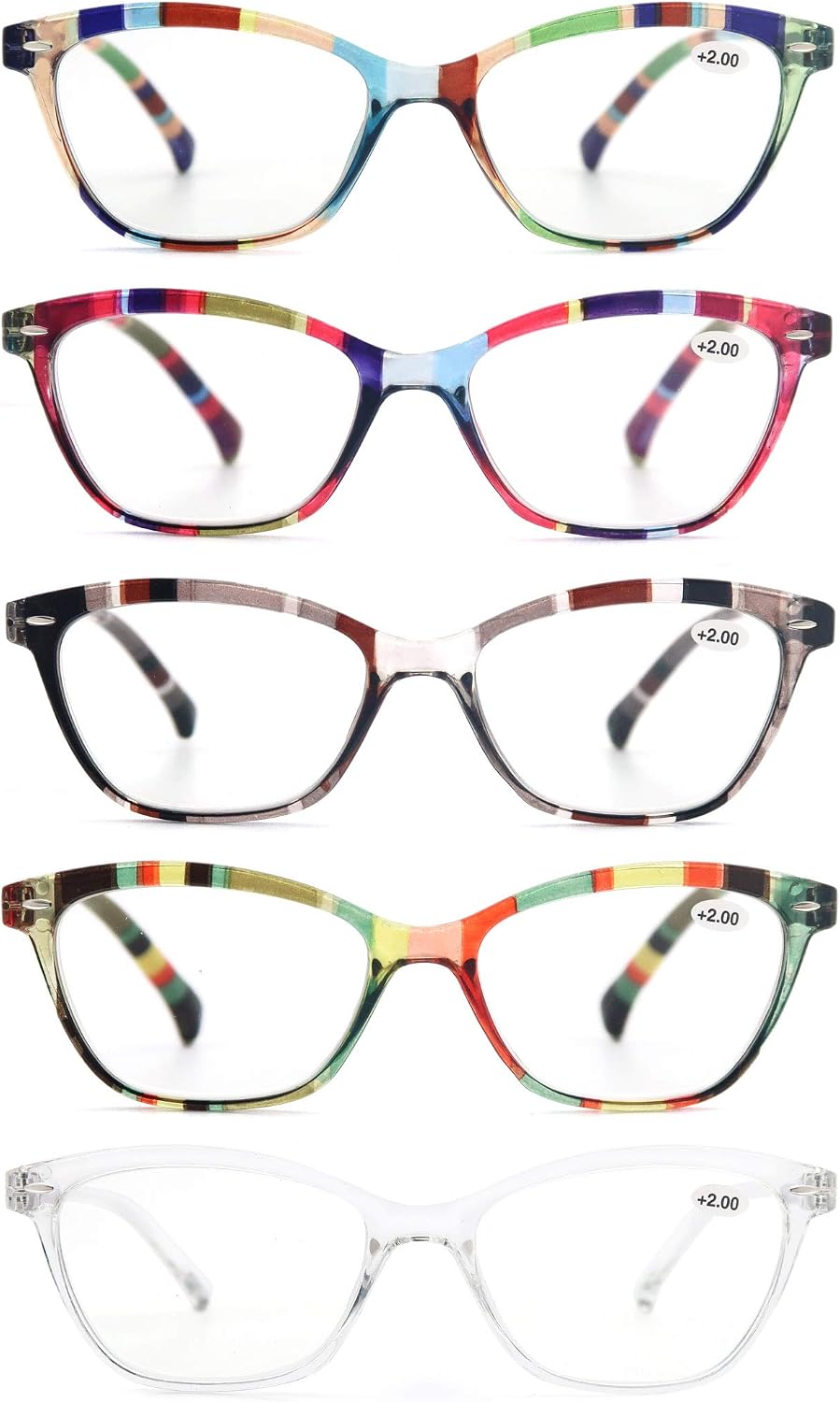 MODFANS Reading Glasses Women 5 Pack Fashion Ladies Readers 2.75 for Reading Comfort Spring Hinge Lightweight Cat-eye Frame Stylish Look,Come with Pouch - Image 3