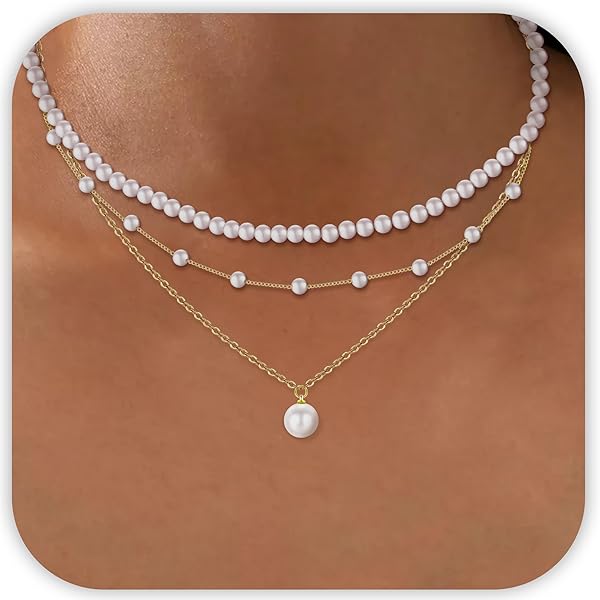 Amazon.com: SmileBelle Gold Pearl Necklace, Heart Necklace