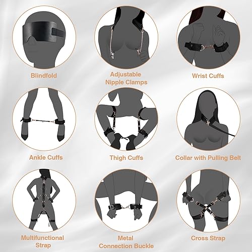 Sex Toy BDSM Restraints, 9 PCS Bondage Set, Adult Toy BDSM Kit for Beginner and Advanced, Sex Toy BDSM Restraints, 9 PCS Bondage Set, Adult Toy BDSM Kit for Beginner and Advanced,