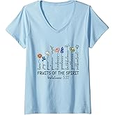 Womens The Fruits Of The Spirit Christian Wildflowers V-Neck T-Shirt