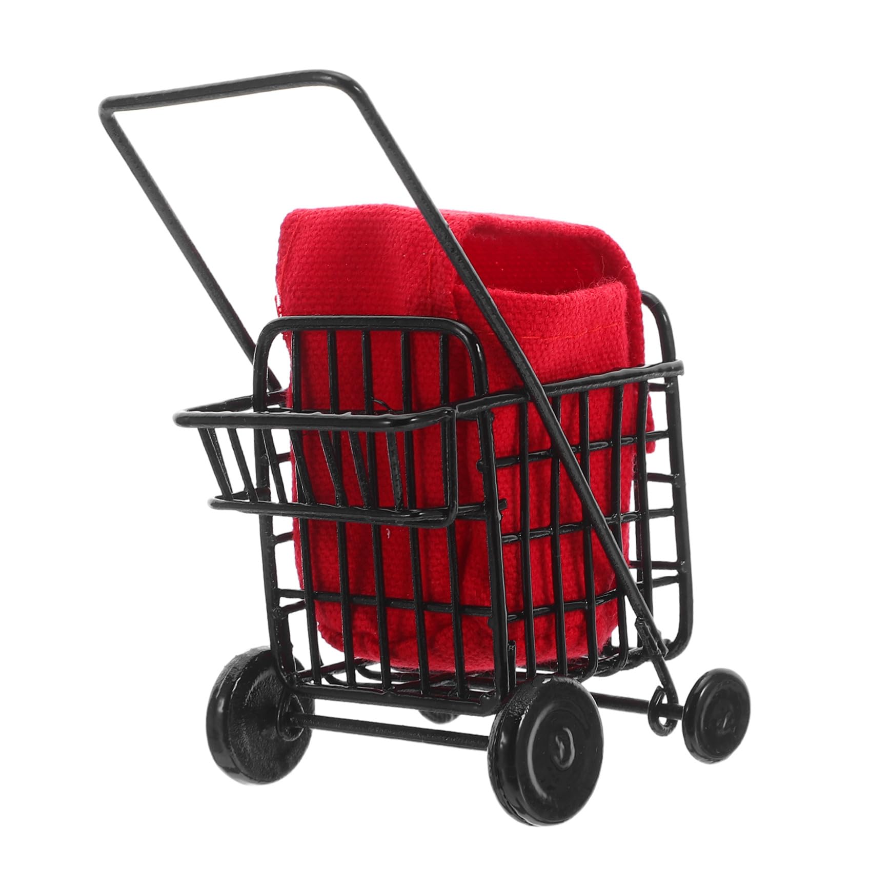 BESPORTBLE Scale Realistic Trolley for Pretend Play Compact Miniature Supermarket Basket for Collectors