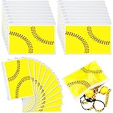 Sweetude 50 Pcs Softball Makeup Bag Bulk EVA Waterproof Sport Cosmetic Bags Softball Gifts Softball Party Favors Portable Toiletry Zippers Travel Pouch for Girls Women Players Team, Yellow