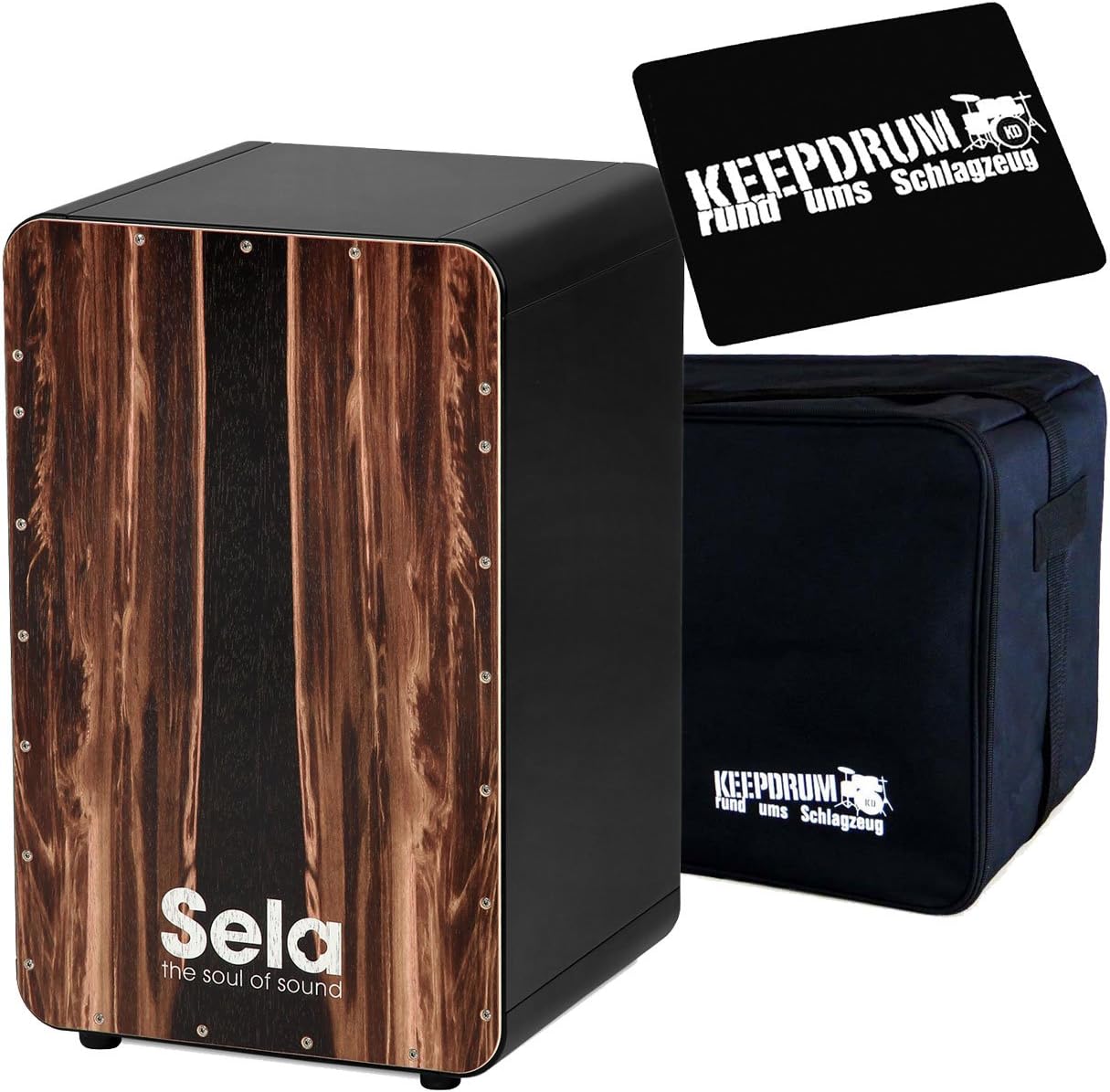 Sela SE089 Cajon CaSela Black Dark Nut + Keepdrum Bag + Seat Pad
