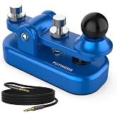 Mini Morse Radio Key CW HAM Send Telegram Double Paddle Morse Code Key with Aluminum Alloy Body Base Blue(S)